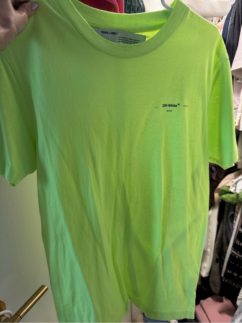 Off-White Neon Lime Logo Short Sleeve Tee